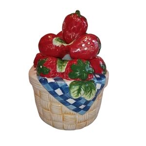 Strawberry Ceramic Basket Decor For Sugar Or Jam